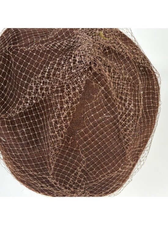 Vintage Melosoie Brown Feathered Felt Pillbox Hat Netting Bow Accent main image 8